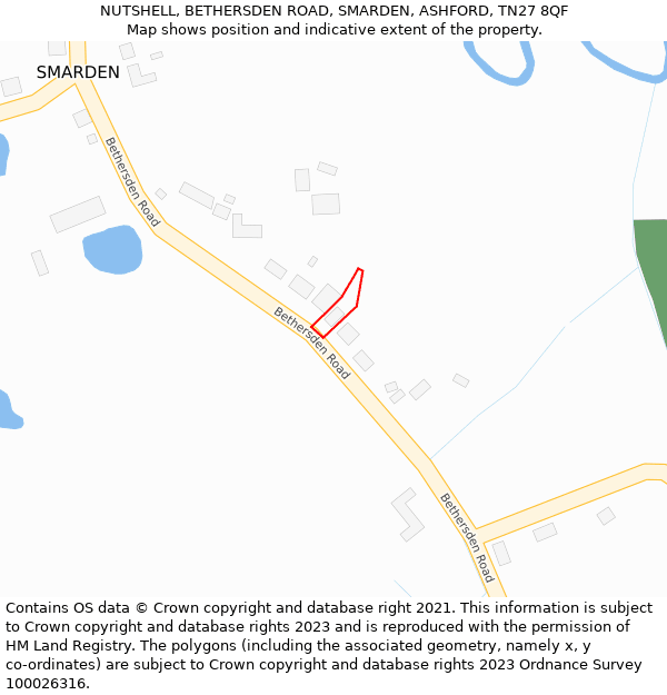 NUTSHELL, BETHERSDEN ROAD, SMARDEN, ASHFORD, TN27 8QF: Location map and indicative extent of plot