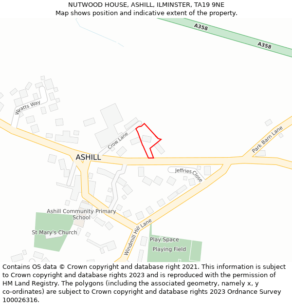 NUTWOOD HOUSE, ASHILL, ILMINSTER, TA19 9NE: Location map and indicative extent of plot