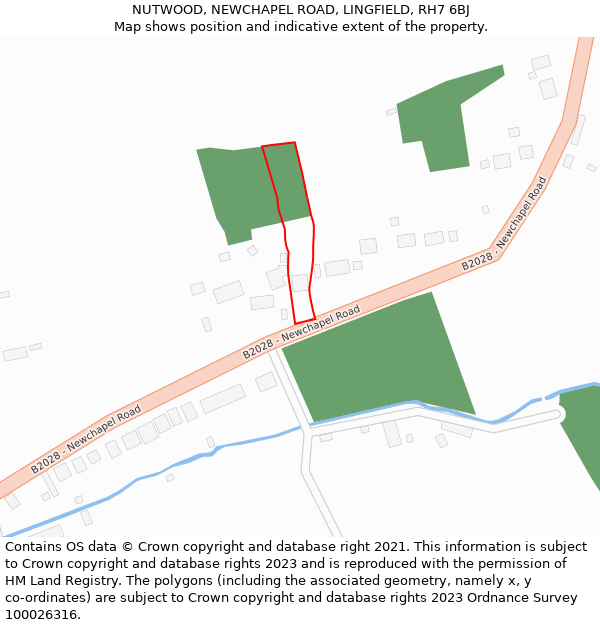 NUTWOOD, NEWCHAPEL ROAD, LINGFIELD, RH7 6BJ: Location map and indicative extent of plot