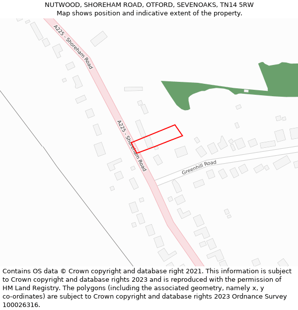 NUTWOOD, SHOREHAM ROAD, OTFORD, SEVENOAKS, TN14 5RW: Location map and indicative extent of plot