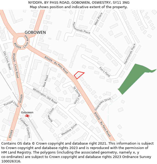 NYDDFA, BY PASS ROAD, GOBOWEN, OSWESTRY, SY11 3NG: Location map and indicative extent of plot