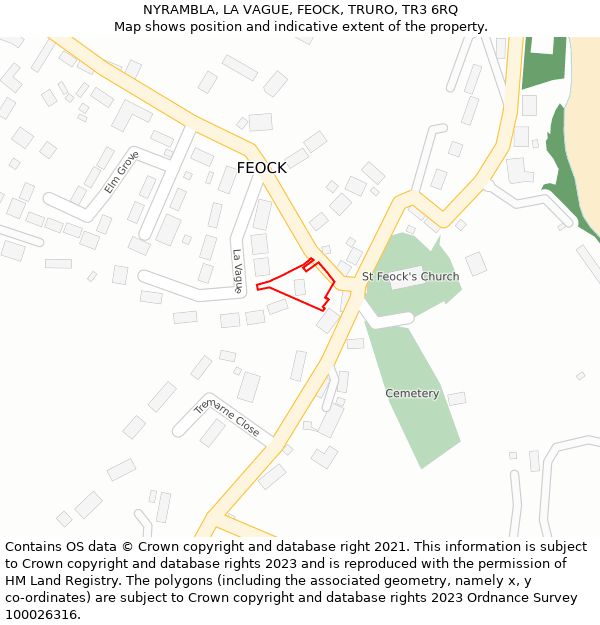 NYRAMBLA, LA VAGUE, FEOCK, TRURO, TR3 6RQ: Location map and indicative extent of plot