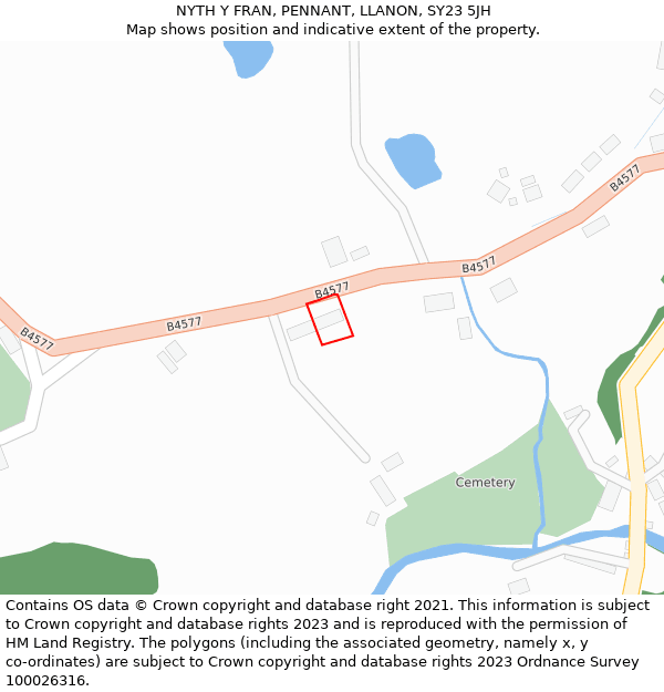 NYTH Y FRAN, PENNANT, LLANON, SY23 5JH: Location map and indicative extent of plot