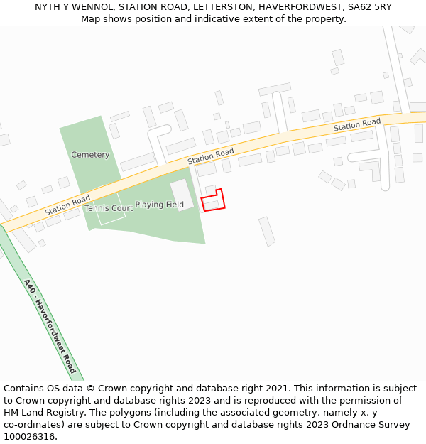 NYTH Y WENNOL, STATION ROAD, LETTERSTON, HAVERFORDWEST, SA62 5RY: Location map and indicative extent of plot