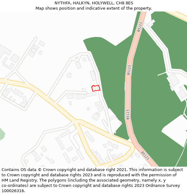 NYTHFA, HALKYN, HOLYWELL, CH8 8ES: Location map and indicative extent of plot