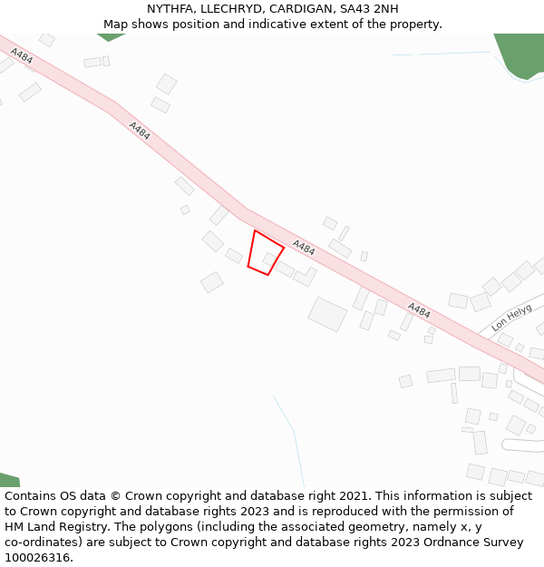NYTHFA, LLECHRYD, CARDIGAN, SA43 2NH: Location map and indicative extent of plot