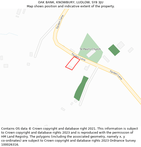 OAK BANK, KNOWBURY, LUDLOW, SY8 3JU: Location map and indicative extent of plot