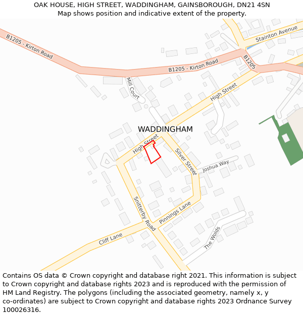 OAK HOUSE, HIGH STREET, WADDINGHAM, GAINSBOROUGH, DN21 4SN: Location map and indicative extent of plot