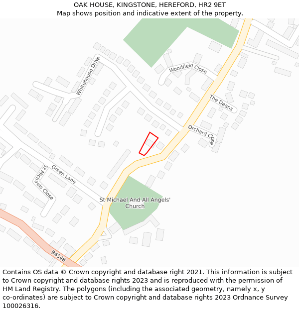 OAK HOUSE, KINGSTONE, HEREFORD, HR2 9ET: Location map and indicative extent of plot