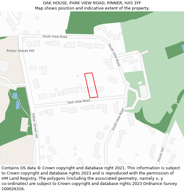 OAK HOUSE, PARK VIEW ROAD, PINNER, HA5 3YF: Location map and indicative extent of plot