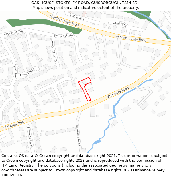 OAK HOUSE, STOKESLEY ROAD, GUISBOROUGH, TS14 8DL: Location map and indicative extent of plot