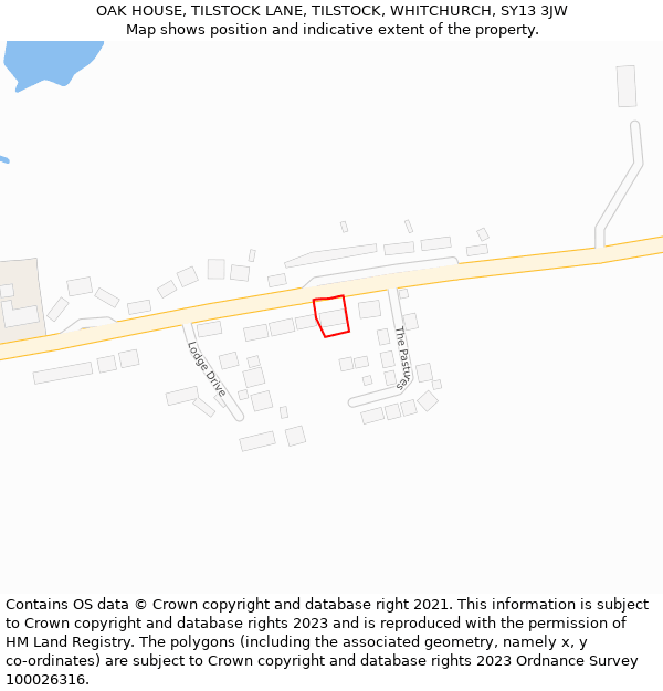 OAK HOUSE, TILSTOCK LANE, TILSTOCK, WHITCHURCH, SY13 3JW: Location map and indicative extent of plot