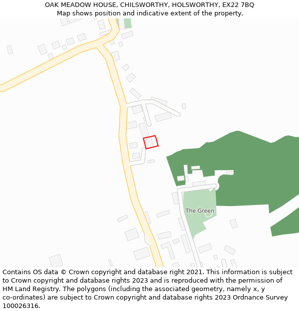 OAK MEADOW HOUSE, CHILSWORTHY, HOLSWORTHY, EX22 7BQ: Location map and indicative extent of plot