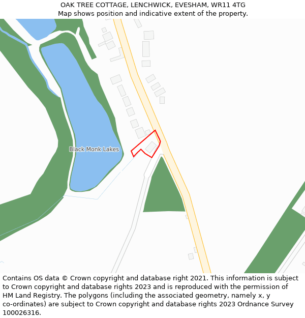 OAK TREE COTTAGE, LENCHWICK, EVESHAM, WR11 4TG: Location map and indicative extent of plot