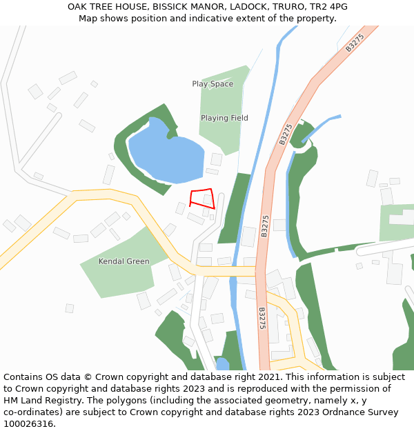 OAK TREE HOUSE, BISSICK MANOR, LADOCK, TRURO, TR2 4PG: Location map and indicative extent of plot