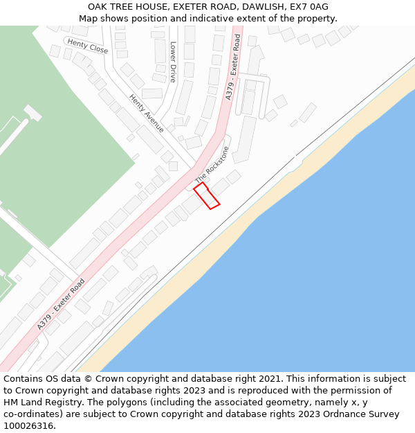OAK TREE HOUSE, EXETER ROAD, DAWLISH, EX7 0AG: Location map and indicative extent of plot