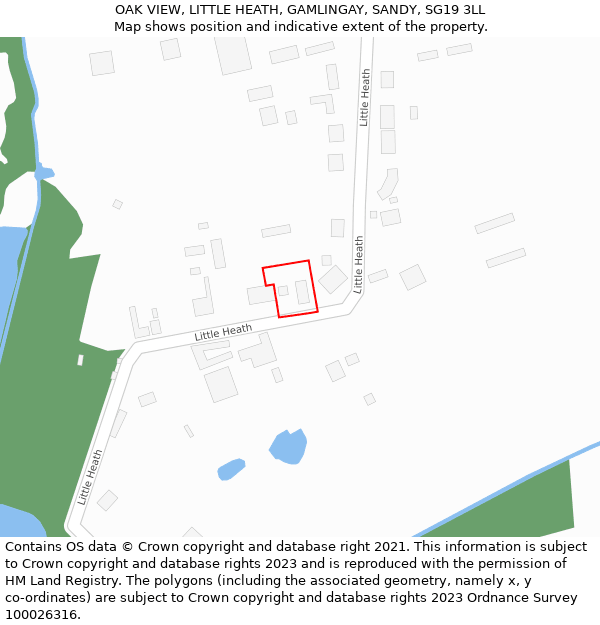 OAK VIEW, LITTLE HEATH, GAMLINGAY, SANDY, SG19 3LL: Location map and indicative extent of plot