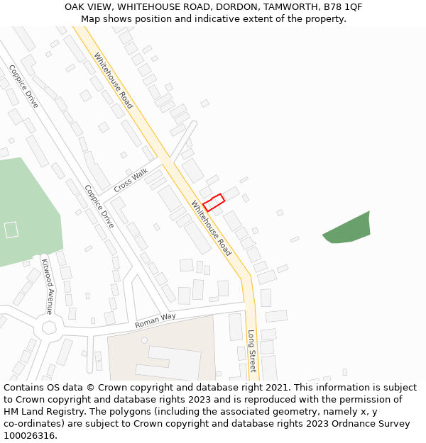 OAK VIEW, WHITEHOUSE ROAD, DORDON, TAMWORTH, B78 1QF: Location map and indicative extent of plot