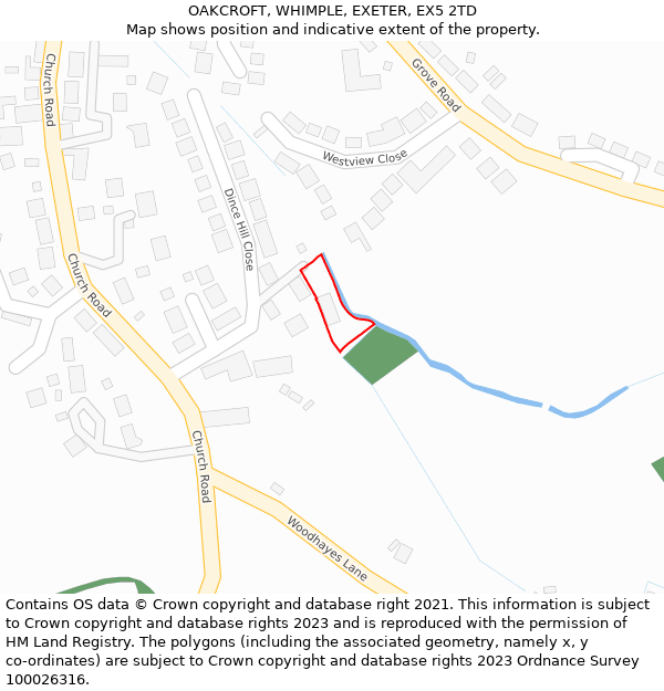 OAKCROFT, WHIMPLE, EXETER, EX5 2TD: Location map and indicative extent of plot