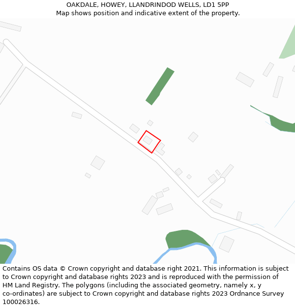 OAKDALE, HOWEY, LLANDRINDOD WELLS, LD1 5PP: Location map and indicative extent of plot