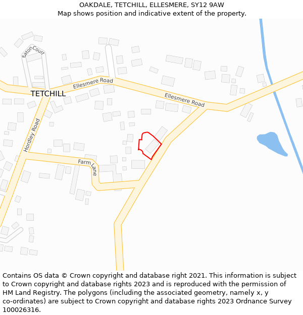 OAKDALE, TETCHILL, ELLESMERE, SY12 9AW: Location map and indicative extent of plot