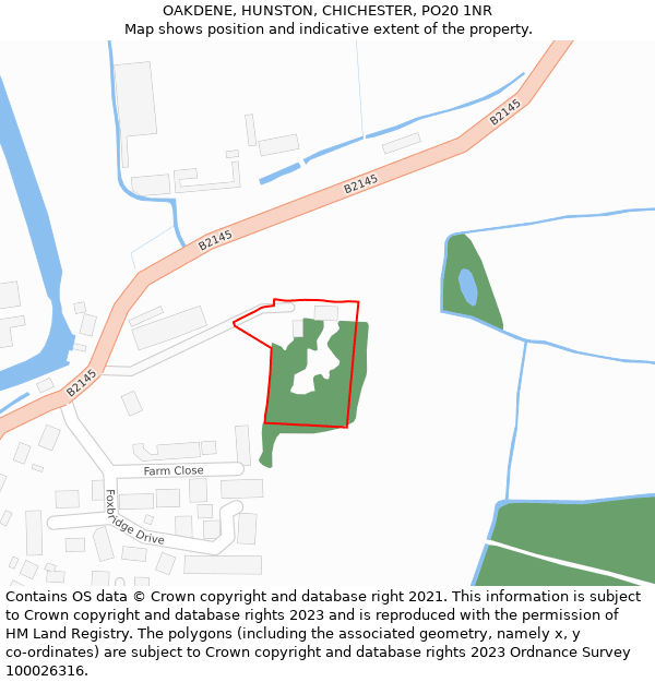 OAKDENE, HUNSTON, CHICHESTER, PO20 1NR: Location map and indicative extent of plot
