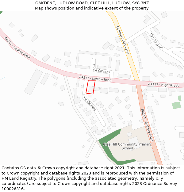 OAKDENE, LUDLOW ROAD, CLEE HILL, LUDLOW, SY8 3NZ: Location map and indicative extent of plot