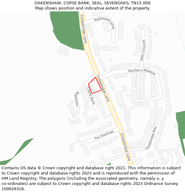 OAKENSHAW, COPSE BANK, SEAL, SEVENOAKS, TN15 0DE: Location map and indicative extent of plot