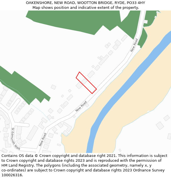 OAKENSHORE, NEW ROAD, WOOTTON BRIDGE, RYDE, PO33 4HY: Location map and indicative extent of plot