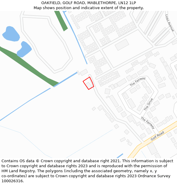 OAKFIELD, GOLF ROAD, MABLETHORPE, LN12 1LP: Location map and indicative extent of plot