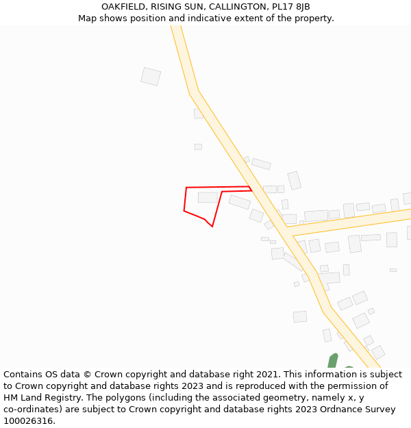 OAKFIELD, RISING SUN, CALLINGTON, PL17 8JB: Location map and indicative extent of plot