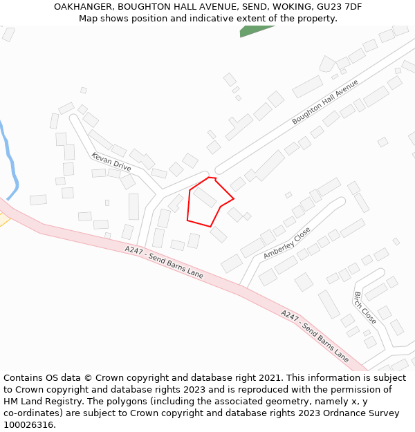 OAKHANGER, BOUGHTON HALL AVENUE, SEND, WOKING, GU23 7DF: Location map and indicative extent of plot