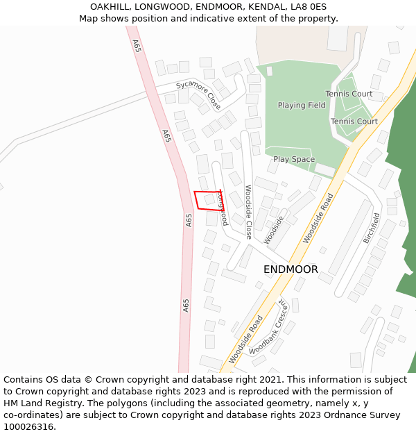OAKHILL, LONGWOOD, ENDMOOR, KENDAL, LA8 0ES: Location map and indicative extent of plot