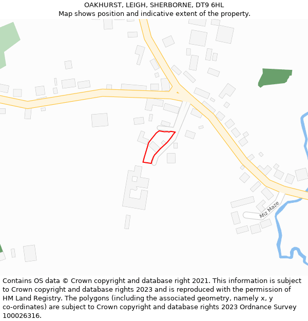 OAKHURST, LEIGH, SHERBORNE, DT9 6HL: Location map and indicative extent of plot