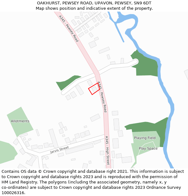 OAKHURST, PEWSEY ROAD, UPAVON, PEWSEY, SN9 6DT: Location map and indicative extent of plot