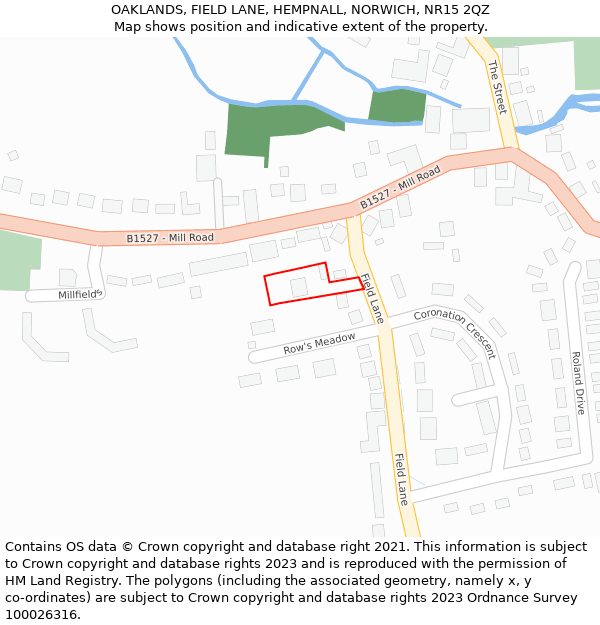 OAKLANDS, FIELD LANE, HEMPNALL, NORWICH, NR15 2QZ: Location map and indicative extent of plot