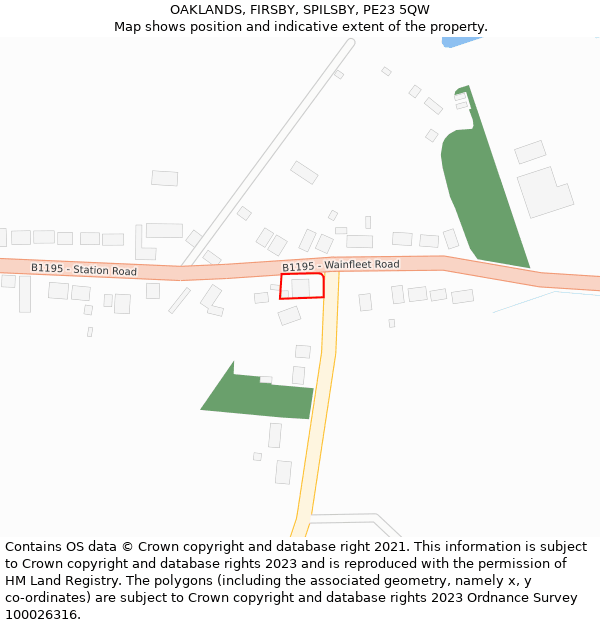 OAKLANDS, FIRSBY, SPILSBY, PE23 5QW: Location map and indicative extent of plot