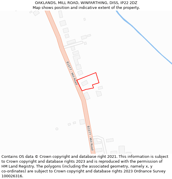 OAKLANDS, MILL ROAD, WINFARTHING, DISS, IP22 2DZ: Location map and indicative extent of plot