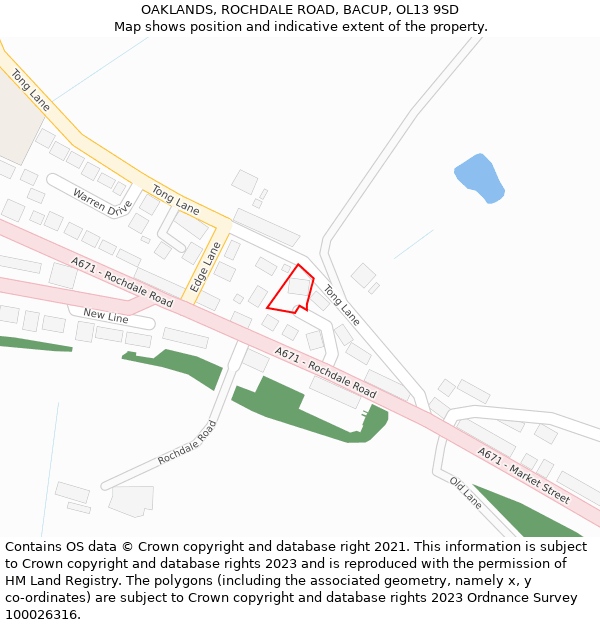 OAKLANDS, ROCHDALE ROAD, BACUP, OL13 9SD: Location map and indicative extent of plot