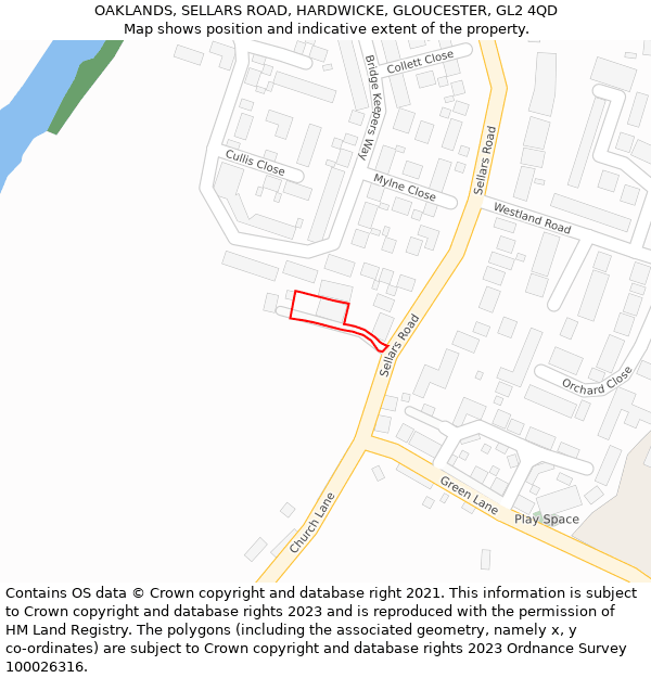 OAKLANDS, SELLARS ROAD, HARDWICKE, GLOUCESTER, GL2 4QD: Location map and indicative extent of plot