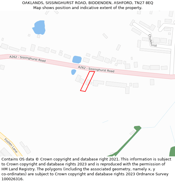 OAKLANDS, SISSINGHURST ROAD, BIDDENDEN, ASHFORD, TN27 8EQ: Location map and indicative extent of plot