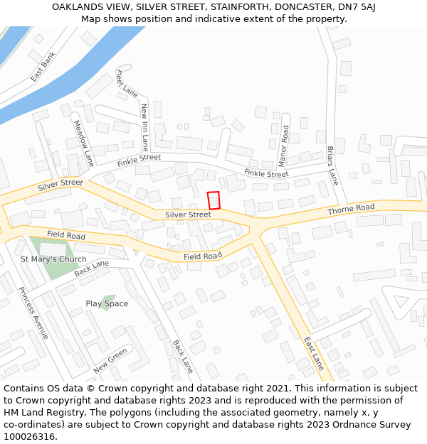 OAKLANDS VIEW, SILVER STREET, STAINFORTH, DONCASTER, DN7 5AJ: Location map and indicative extent of plot