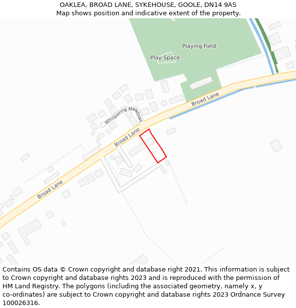 OAKLEA, BROAD LANE, SYKEHOUSE, GOOLE, DN14 9AS: Location map and indicative extent of plot
