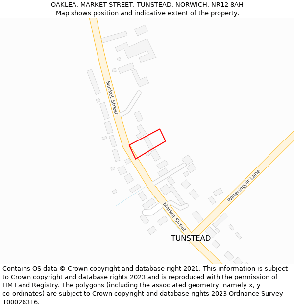 OAKLEA, MARKET STREET, TUNSTEAD, NORWICH, NR12 8AH: Location map and indicative extent of plot