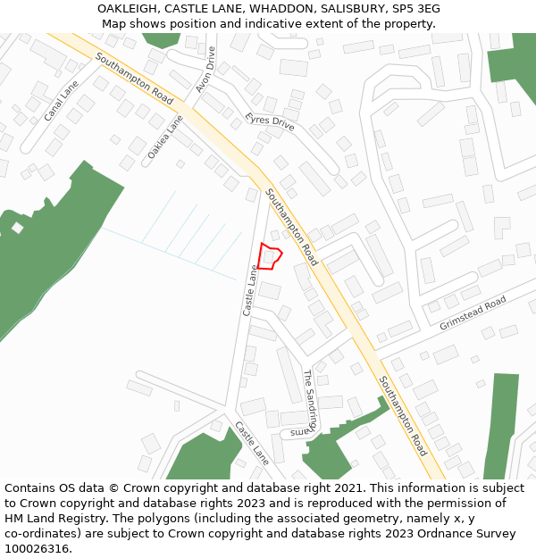 OAKLEIGH, CASTLE LANE, WHADDON, SALISBURY, SP5 3EG: Location map and indicative extent of plot