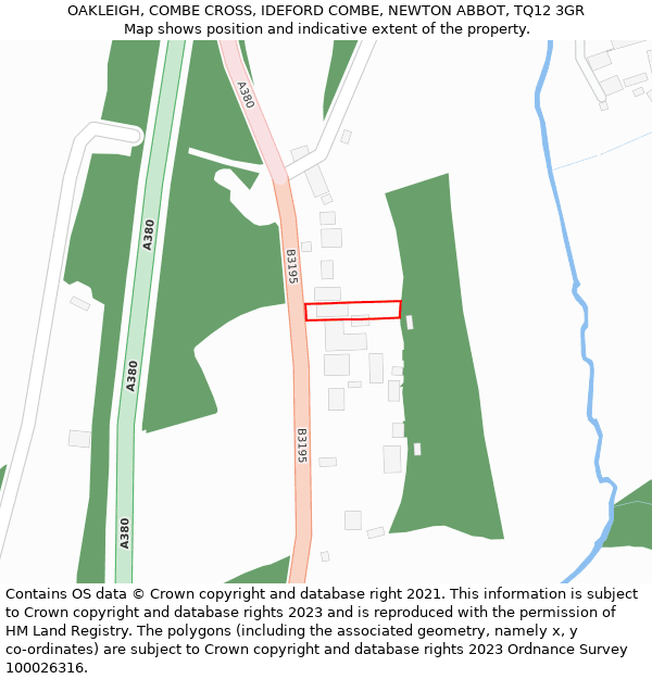 OAKLEIGH, COMBE CROSS, IDEFORD COMBE, NEWTON ABBOT, TQ12 3GR: Location map and indicative extent of plot