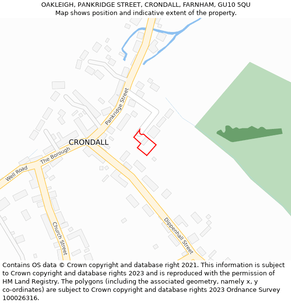 OAKLEIGH, PANKRIDGE STREET, CRONDALL, FARNHAM, GU10 5QU: Location map and indicative extent of plot