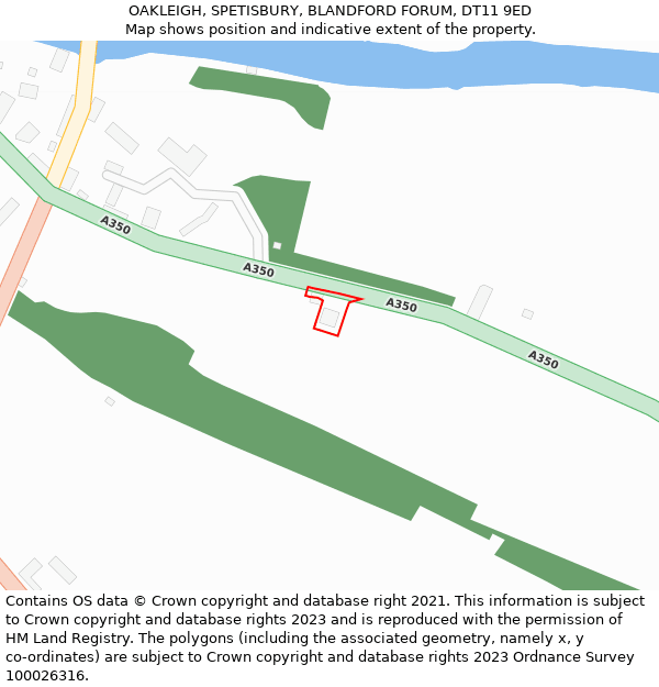 OAKLEIGH, SPETISBURY, BLANDFORD FORUM, DT11 9ED: Location map and indicative extent of plot