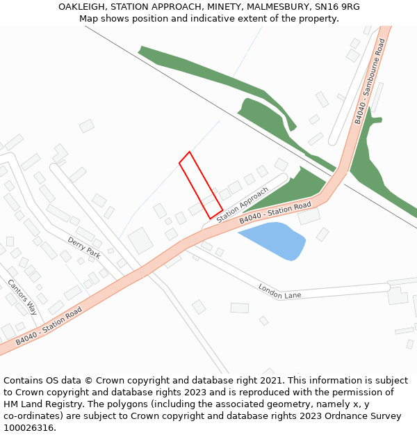 OAKLEIGH, STATION APPROACH, MINETY, MALMESBURY, SN16 9RG: Location map and indicative extent of plot