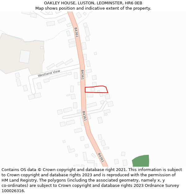 OAKLEY HOUSE, LUSTON, LEOMINSTER, HR6 0EB: Location map and indicative extent of plot